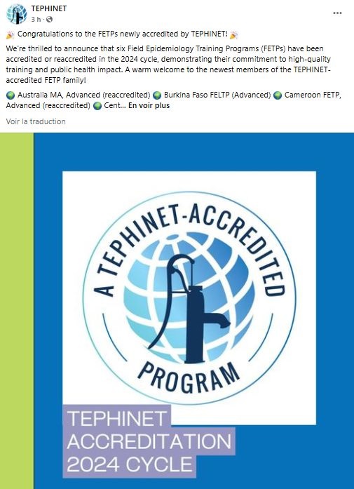 Le Cameroon Field Epidemiology Training Program (CAFETP) réaccrédité avec distinction